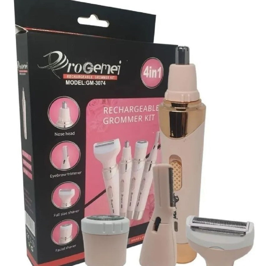 DEPILADORA FACIAL Y CORPORAL 4 EN 1 TACTO BLANDO RECARGABLE
