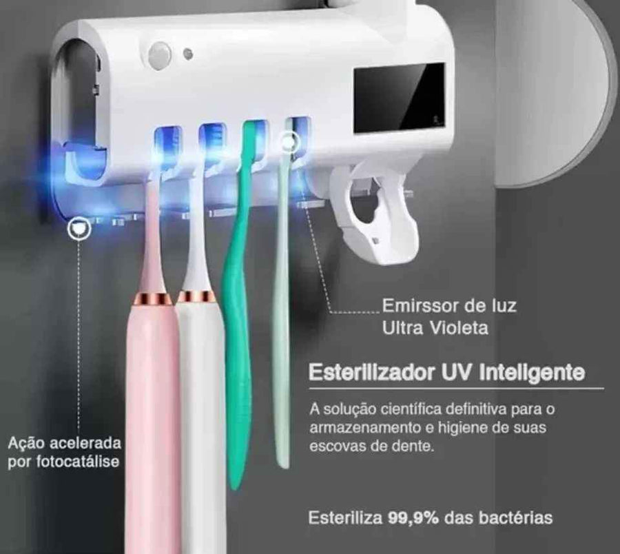 PORTA CEPILLOS DE DIENTES 2 EN 1 CON ESTERELIZADOR UV