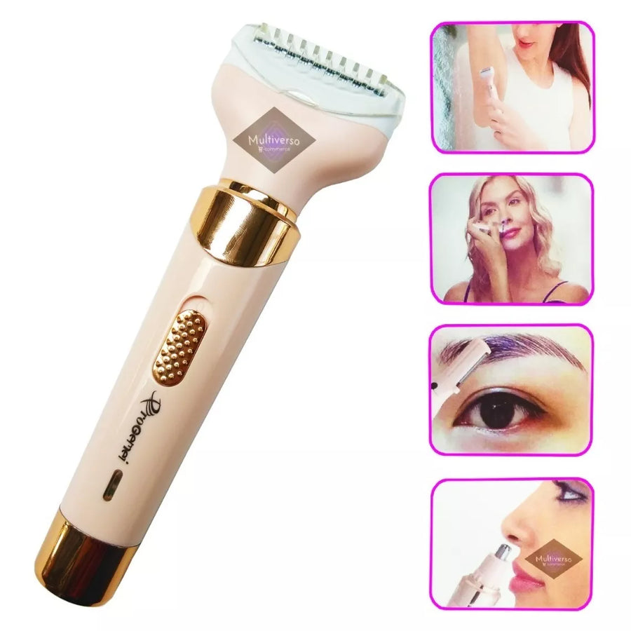 DEPILADORA FACIAL Y CORPORAL 4 EN 1 TACTO BLANDO RECARGABLE